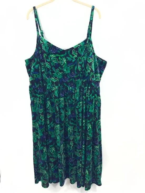 Torrid Midi Velvet Skater Dress Size 3X Floral Dark Forest Fairy Whimsigoth - Picture 3 of 12